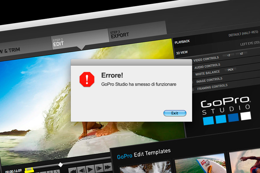 Risolvere errori GoPro Studio