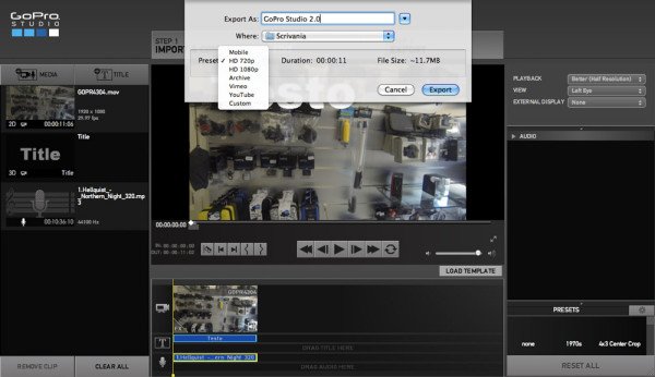 GoPro Studio 2.0 - STEP 3 Export